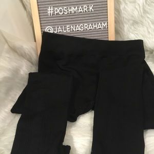 Black cable knit leggings tights S